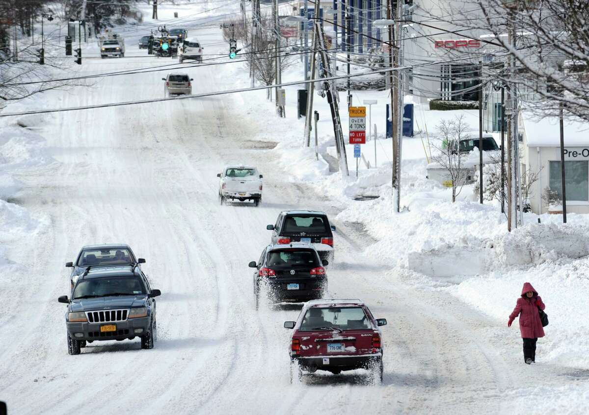 West Putnam Avenue during the aftermath of the blizzard that hit Greenwich, Conn., Saturday morning, Feb. 9, 2013.