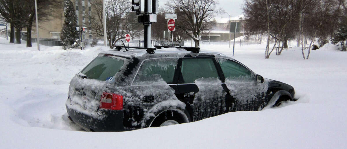 This all-wheel-drive Audi station wagon met its match on the corner of Lafayette and John streets. This photo was taken at about 9 a.m. Saturday morning.