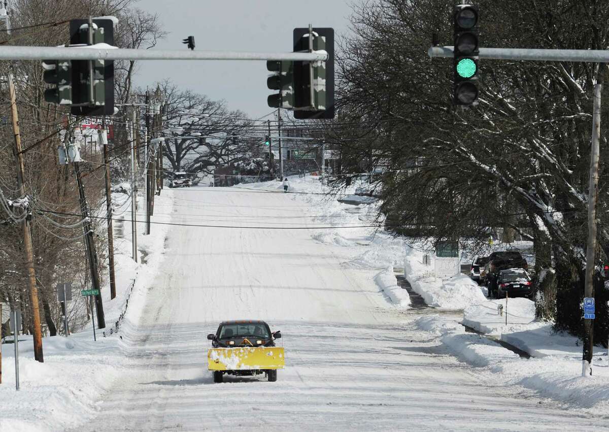 West Putnam Avenue during the aftermath of the blizzard that hit Greenwich, Conn., Saturday morning, Feb. 9, 2013.