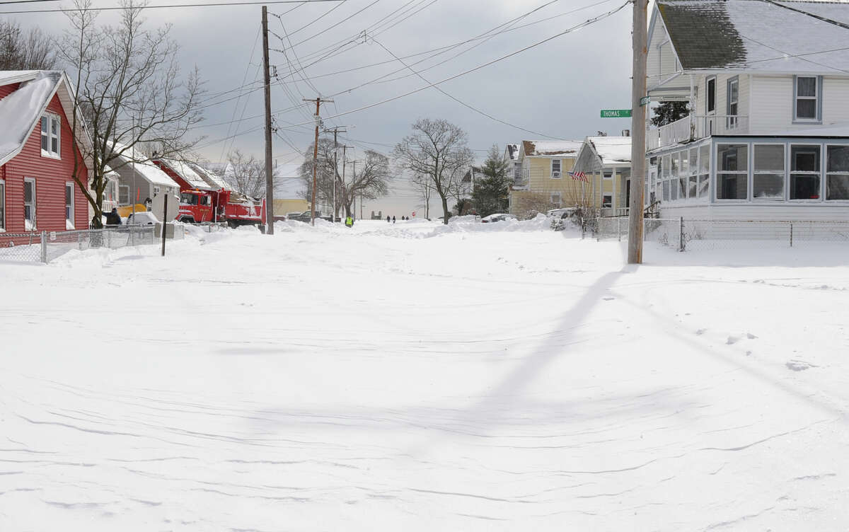 An impassable side street after a blizzard pounded the region in West Haven, Conn. on Saturday February 9, 2013.