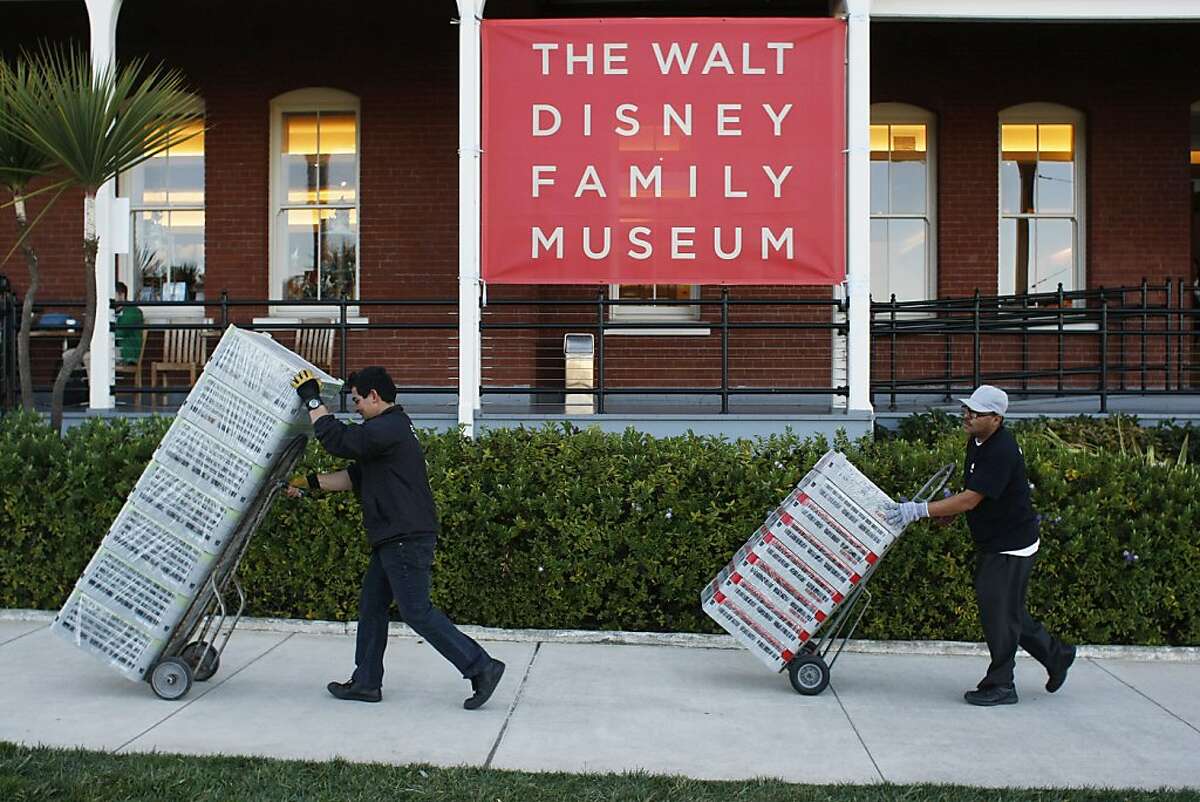 Items for a party are hauled into the Walt Disney Family Museum in the Presidio on Saturday, Feb. 9. The Presidio has become self sufficient within the time allotted by Congress before being sold to developers.