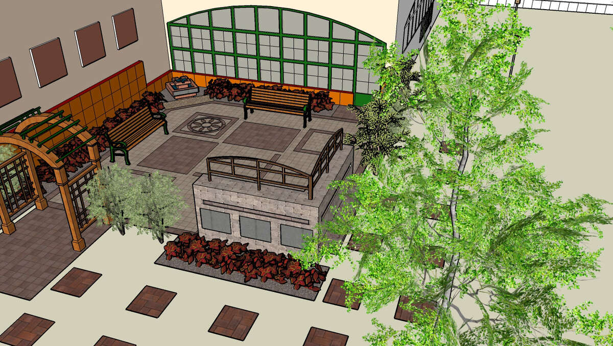 Rendering of the proposed East Greenbush Community Library outdoor space. (East Greenbush Library)