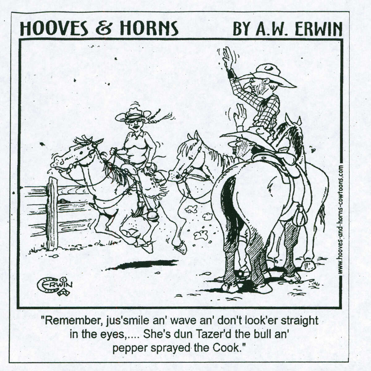 Cowboy's comic a hit on, off range