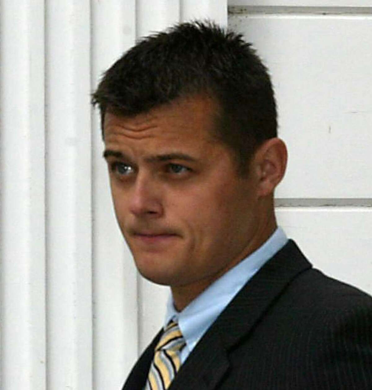 Jared Rohrig of Milford. Rohrig, a suspended Orange police officer, leaves Milford Superior Court on Sept. 8th, 2009 after being arraigned on rape charges. Rohrig allegedly tried to pass himself off as his twin brother during an encounter with his brother's girlfriend.