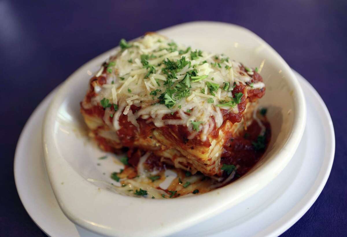 The Lasagna at Cerroni's Purple Garlic is filled with Italian sausage, pepperoni, marinara sauce and two cheeses.