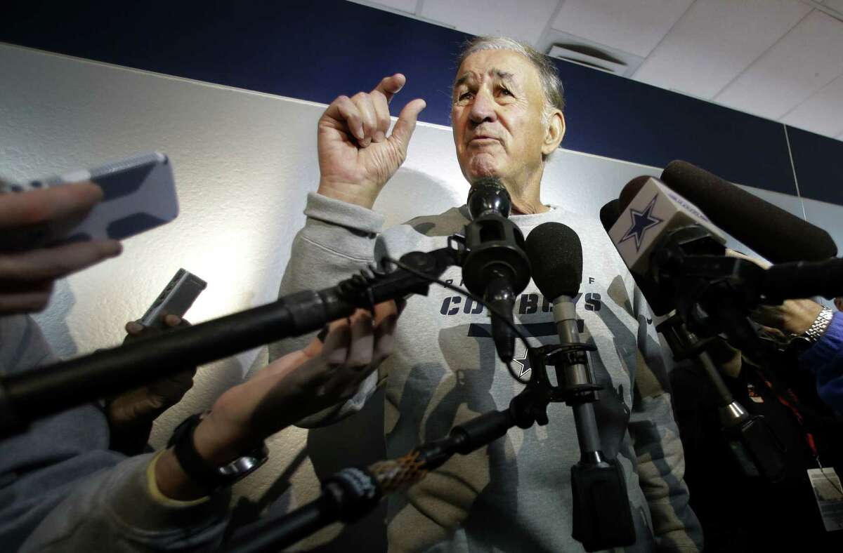 New Cowboys defensive coordinator Monte Kiffin gestures as he responds to a question at a news conference Thursday. The team will switch from a 3-4 to a 4-3 system under Kiffin, who led ferocious defenses while in Tampa Bay from 1996-2008.