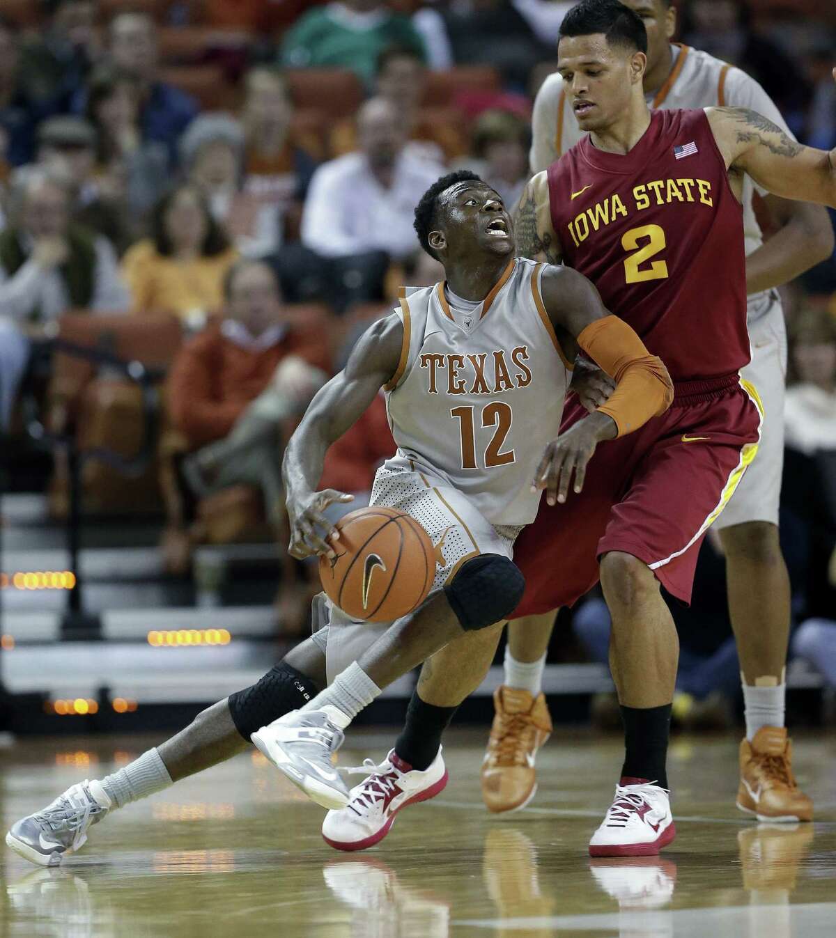 Texas' Myck Kabongo scored 13 points and dished out seven assists in a double-overtime victory over Iowa State on Wednesday. He and the Longhorns visit the Kansas Jayhawks tonight.