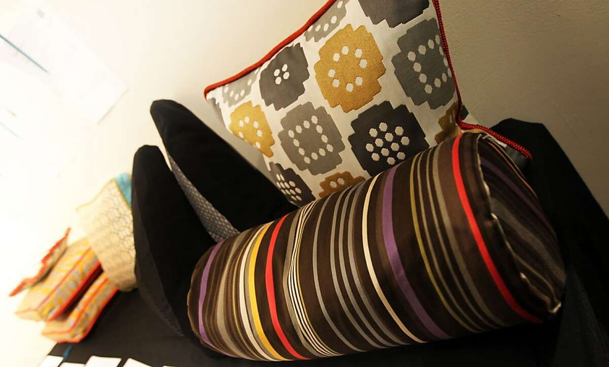The Philanthropy Design anniversary party and fundraiser offered pillows that have a verity of shapes and colors at the silent auction Wednesday, February 13, 2013. In San Francisco Calif.