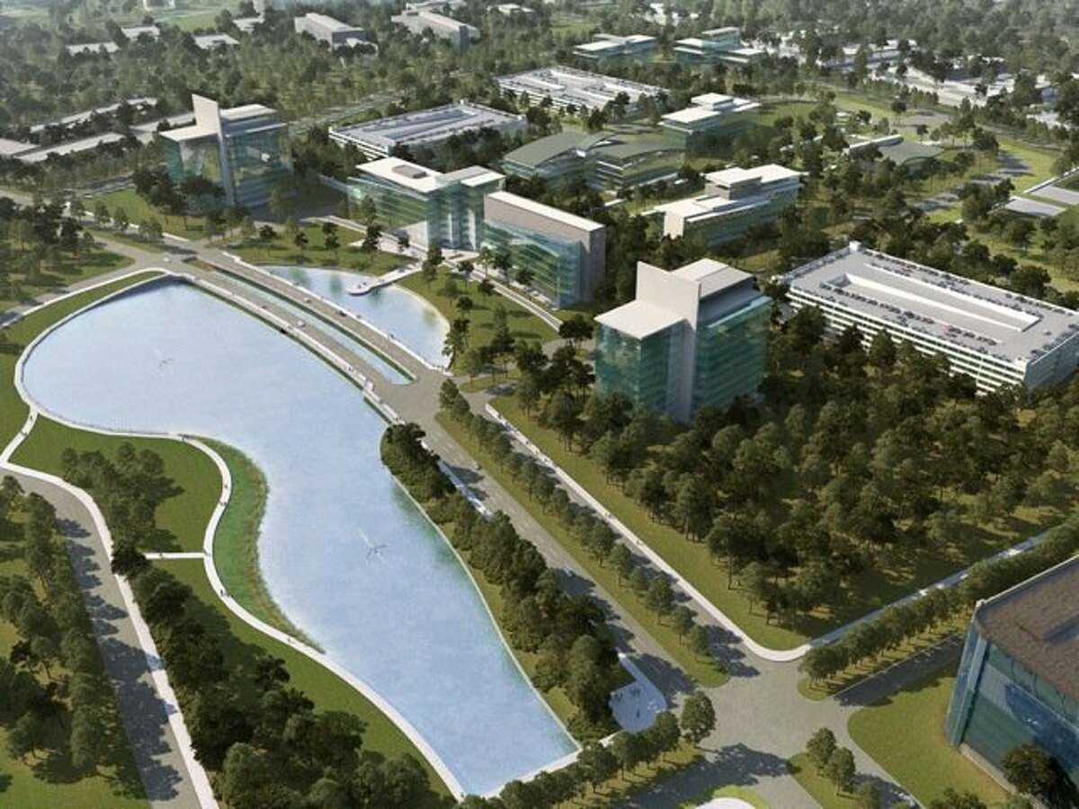 A rendering of the Lake District Causeway displays part of Generation Park in the Lake Houston area. The master-planned commercial development will be divided into different districts, some with an urban feel, others with parks and green space.
