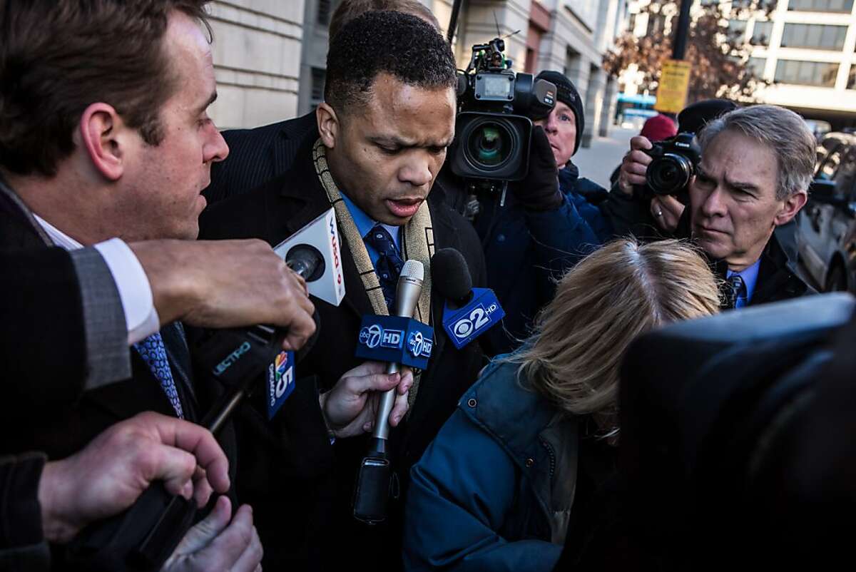 WASHINGTON, DC - FEBRUARY 20: Former Congressman Jesse Jackson, Jr. leaves the U.S. District Court for the District of Columbia on February 20, 2013 in Washington, DC. Both Jacksons plead guilty to federal charges of spending more than $750,000 in campaign cash on personal expenses. (Photo by Brendan Hoffman/Getty Images) *** BESTPIX ***