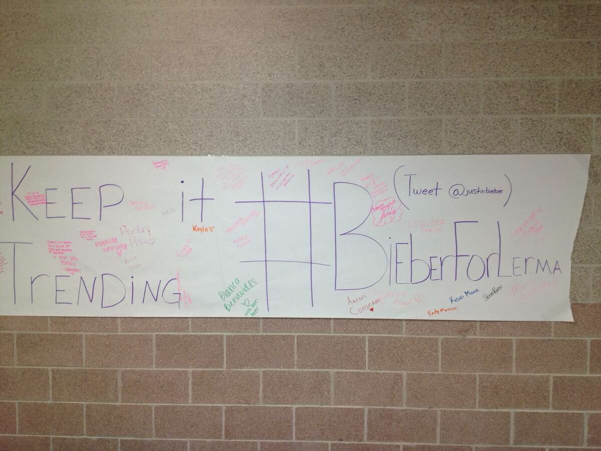 Students at Brandeis High School made a poster to encourage the continued trending of #bieberforlerma.