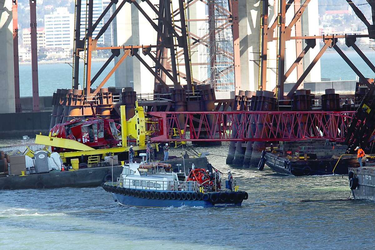 Bay Bridge crane topples no one hurt