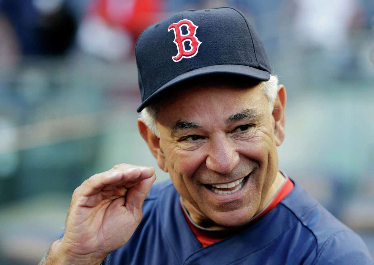 FILE - This Oct. 1, 2012 file photo shows Boston Red Sox manager Bobby Valentine gesturing as he talks to reporters on the field before their baseball game against the New York Yankees at Yankee Stadium in New York. Former Red Sox manager Valentine will work as a commentator for NBC Sports Radio. He will be the part-time co-host of a weekday talk show that debuts in April. (AP Photo/Kathy Willens, File)