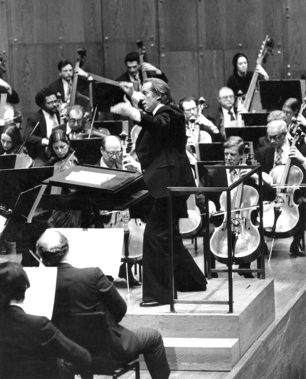 David Gilbert conducts the New York Philharmonic in concert in the early 1970s.