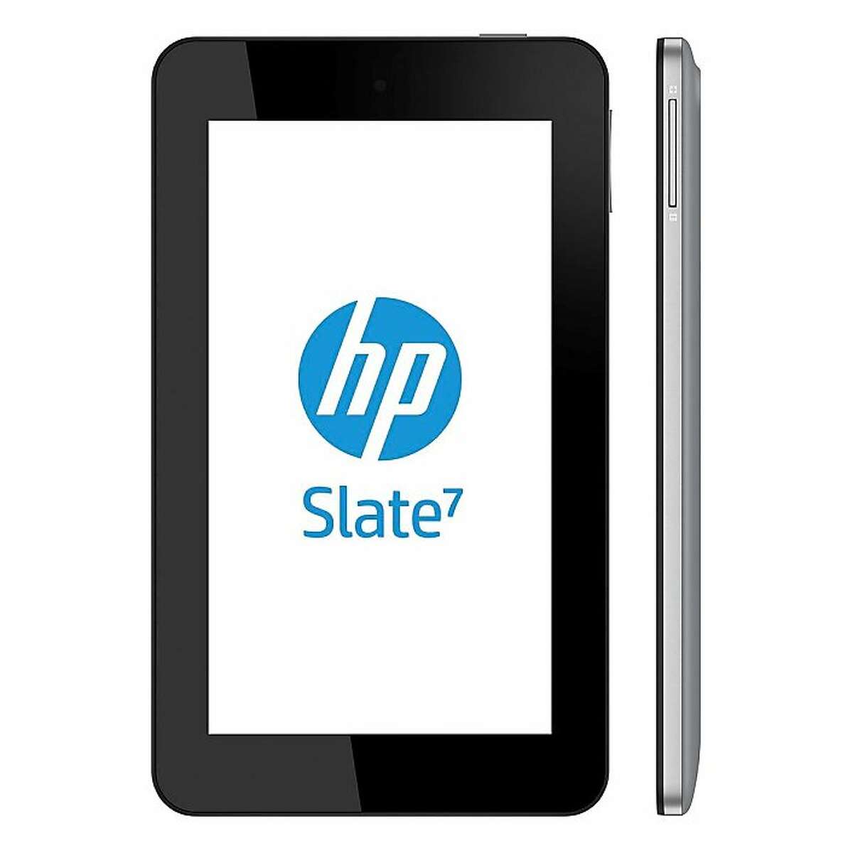 This undated product image provided by the Hewlett-Packard Co. shows the company's new tablet computer announced Sunday, Feb. 24, 2013. The HP Slate 7 will have a 7-inch screen, making it similar in size to the Amazon Kindle Fire. It will cost $169 when it goes on sale in April in the U.S. (AP Photo/Hewlett-Packard Co.)