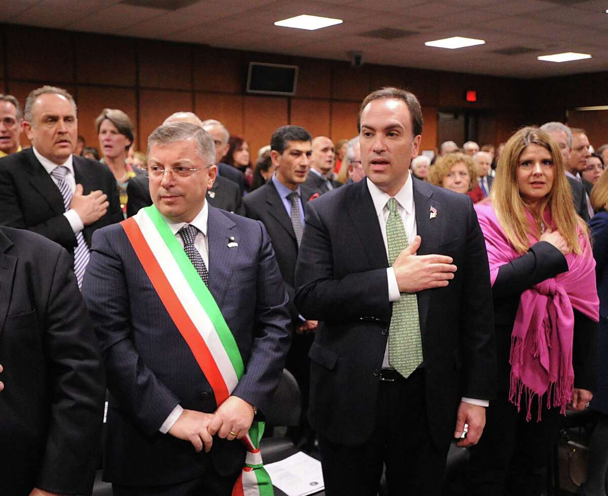 The âÄúFrom Italy To America âÄù ceremony designating two towns in southern Italy, Morra De Sanctis in Campania and Rose in Calabria, as sister cities of Greenwich, at Greenwich Town Hall, Friday night, March 1, 2013.