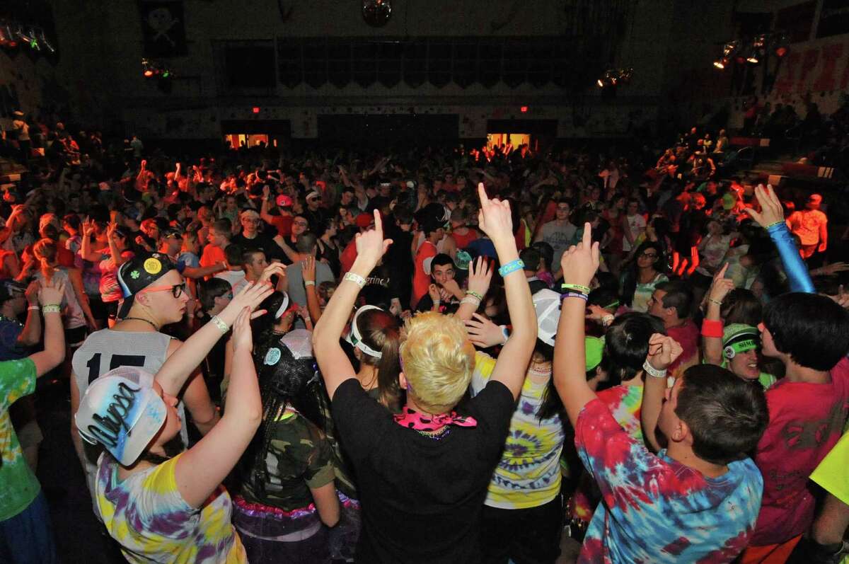 South Glens Falls High School students dancing during the 36th annual South Glens Falls H.S. Dance Marathon on Saturday March 2, 2013 in South Glens Falls, N.Y. 800 students busted a move to raise money for people from the community who are in need, mostly because of illness. (Michael P. Farrell/Times Union)