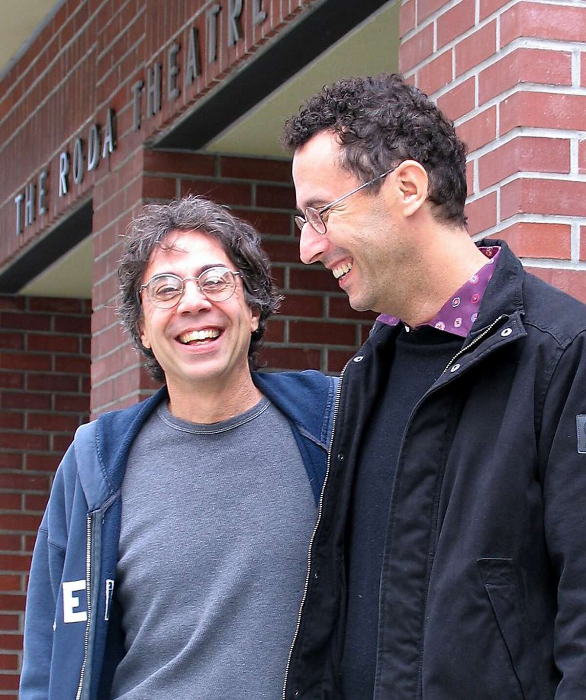 Tony Taccone (left), Berkeley Rep artistic director, and playwright Tony Kushner, at Berkeley Rep