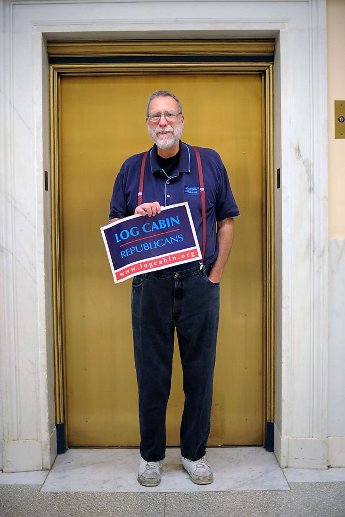 Christopher L. Bowman, a Log Cabin Republican, poses for a portrait outside the Department of Elections Room at City Hall in San Francisco, CA Friday March 8th, 2013.
