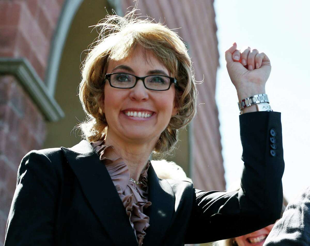 Democratic name: GabrielleSeen above: Gabrielle, most commonly referred to as Gabby, Giffords speaks to a crowd at the site where she was shot and nearly killed.