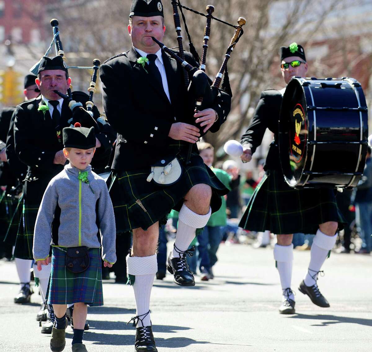 Bagpipers perform during Saturday's Saint Patrick's Day parade in Stamford, Conn., on March 9, 2013.