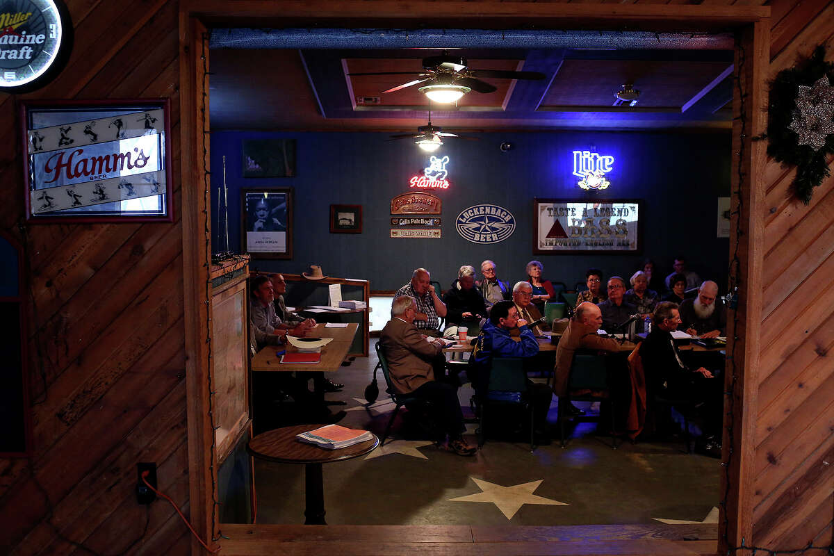 The Republic of Texas government — accompanied by supporters and guests — holds a monthly meeting at the Silver Eagle Taphouse in McQueeney.
