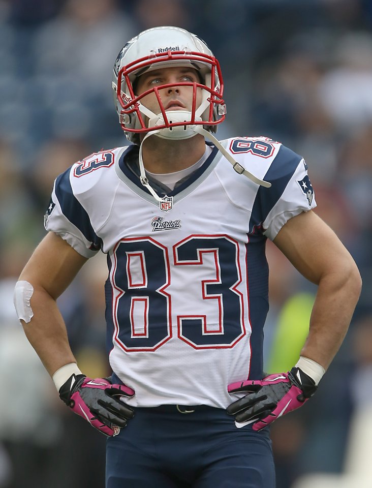 Wide receiver Wes Welker (83) during the AFC Championship playoff