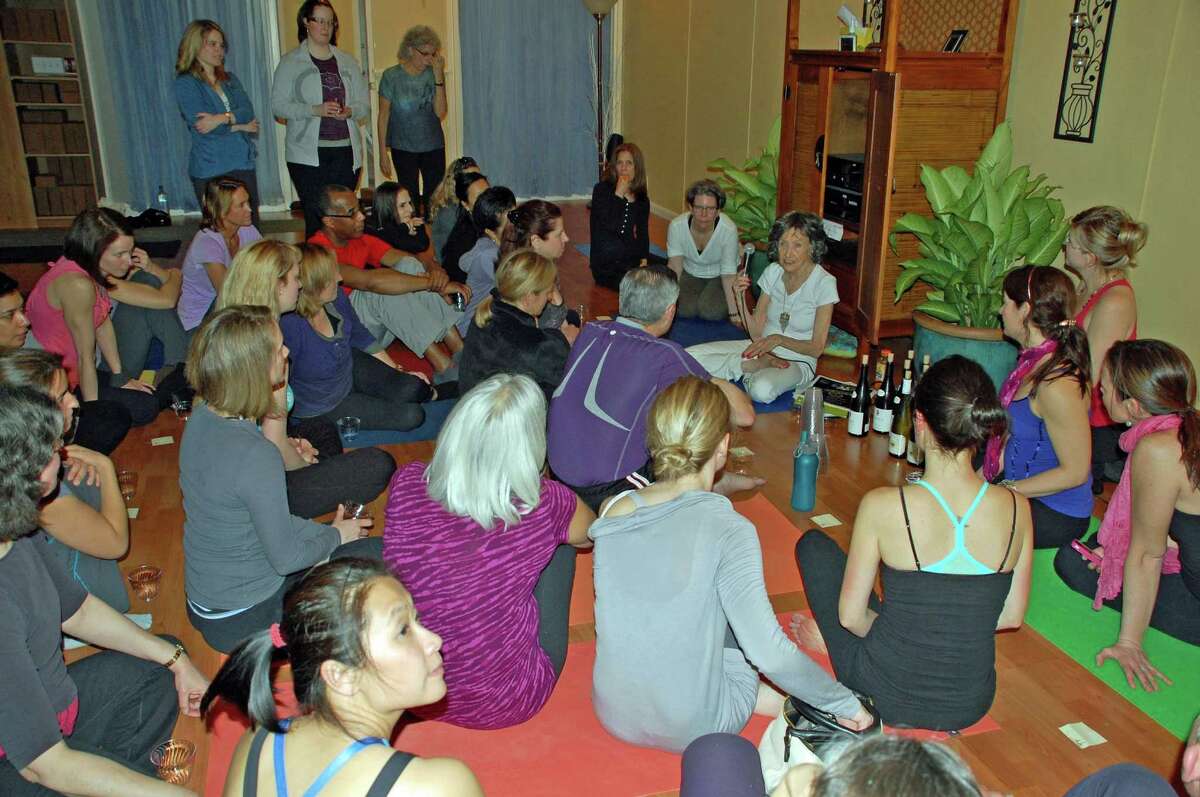 For the Darien News/Jarret Liotta Tao Porchon-Lynch first began doing yoga more than 85 years ago. She was the special guest at Elements Yoga & Wellness Center in Darien, where 60 participants enjoyed her wit, wisdom and warmth.