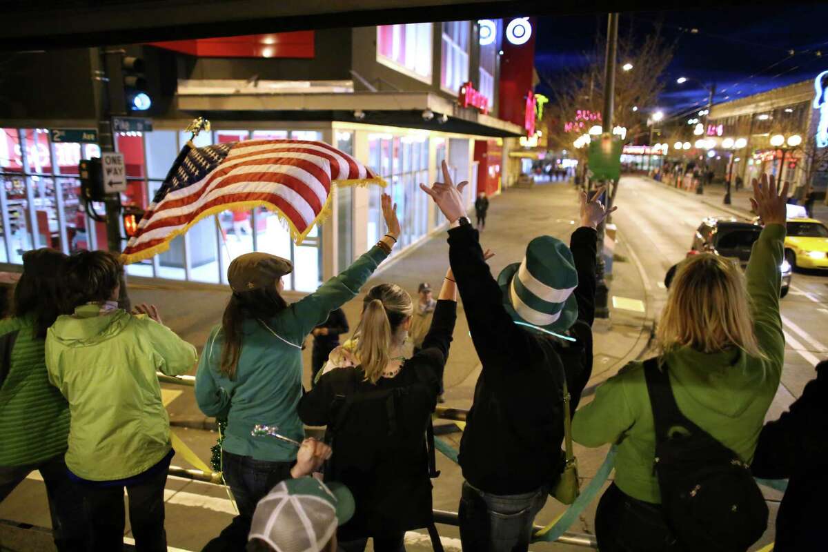 Irish paint Seattle street green for St. Patrick's Day