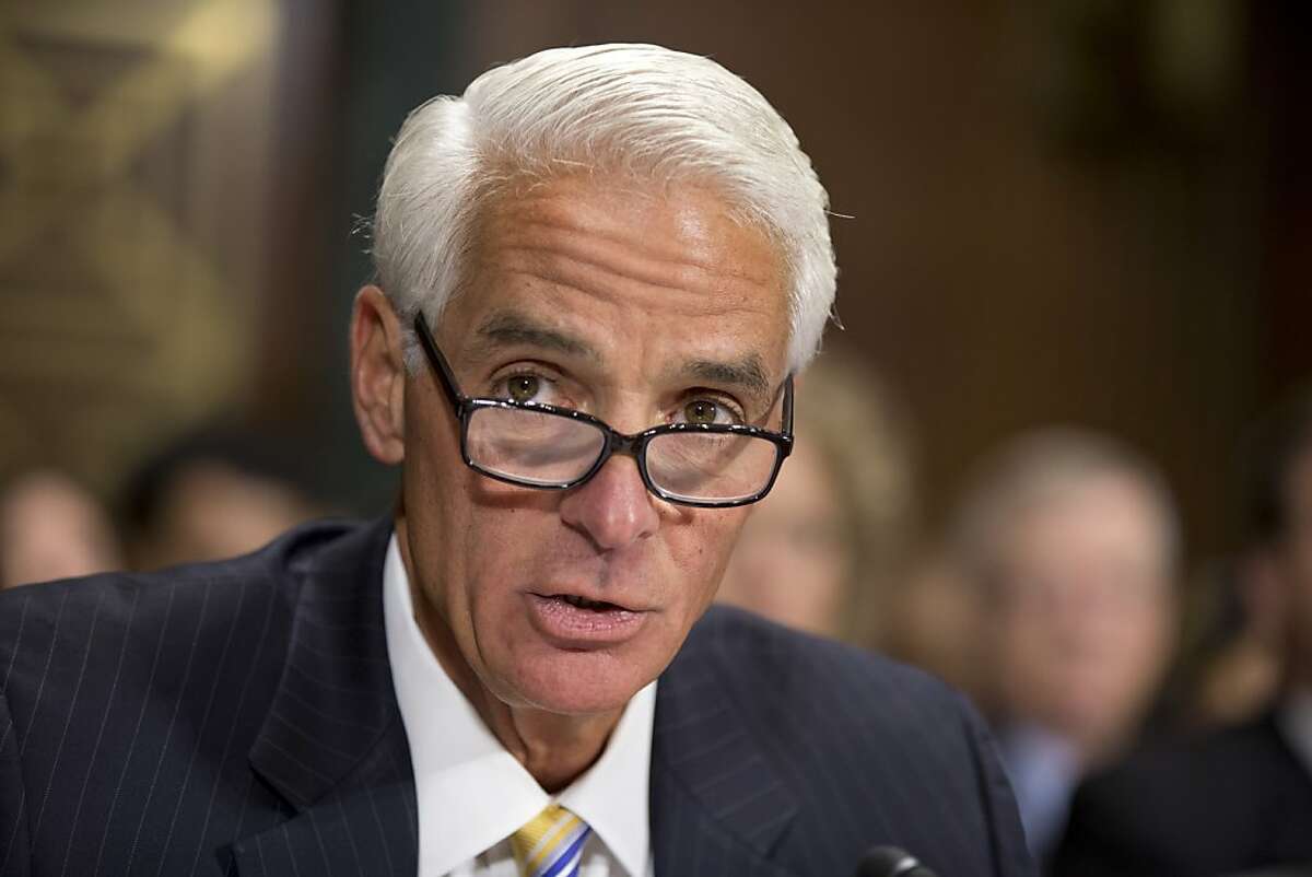 FILE - In this Dec. 19, 2012 file photo, former Florida Gov. Charlie Crist delivers a statement before the Senate Judiciary Committee on Capitol Hill in Washington. If the GOP plans to call Republican-turned-Democrat Crist a flip-flopping opportunist in a potential matchup with Gov. Rick Scott, they better plan to have the same accusations thrown at Scott, as Scott has had political shifts of his own. (AP Photo/J. Scott Applewhite, File)