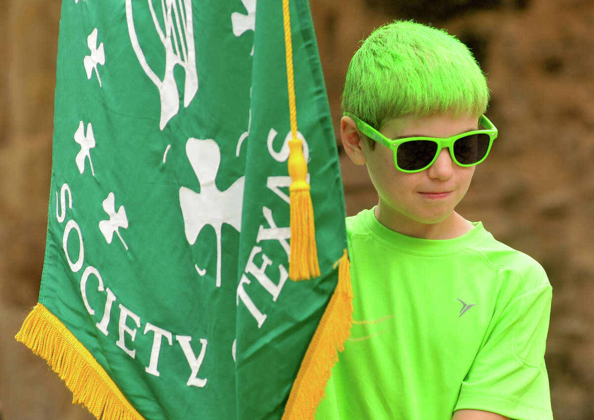 Sean Faught, 11, watches a ceremony Sunday that honors the Irish who died during the Battle of the Alamo Sunday, March 17, 2013, at Alamo Plaza.