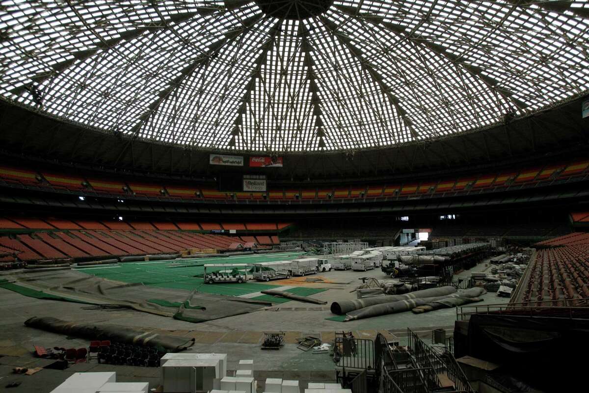 Today, the Astrodome is used mostly as a storage facility, with trams parked among pieces of AstroTurf.