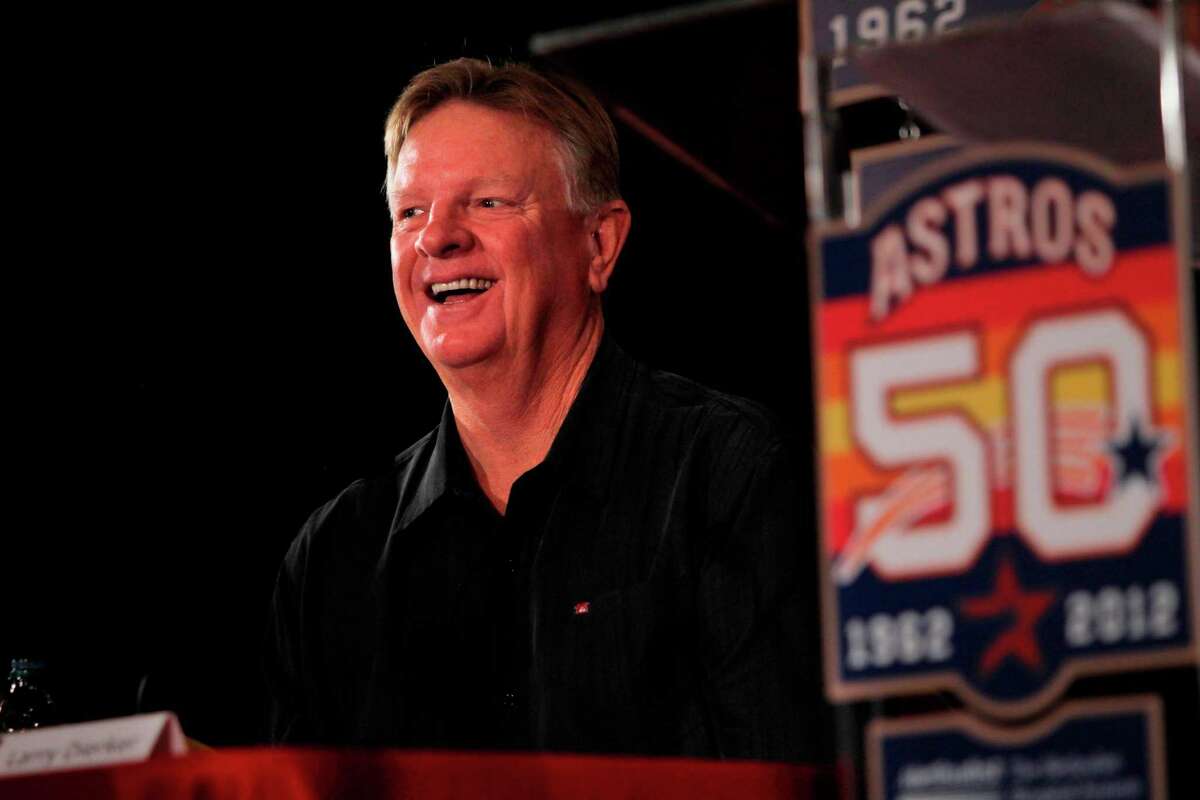 The Astros invited Larry Dierker to reminisce about his playing days when the 50th anniversary logo was unveiled at Minute Maid Park on Sept. 22, 2011.
