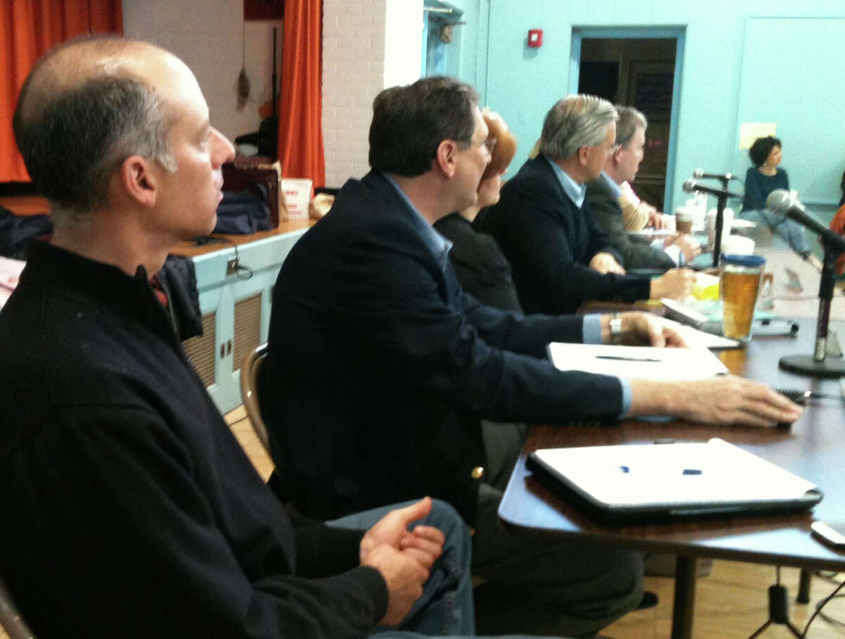 Seven of nine Board of Finance members attended a forum Saturday on the proposed 2013-14 town budget that was held in the Fairfield Senior Center. FAIRFIELD CITIZEN, CT 3/23/13