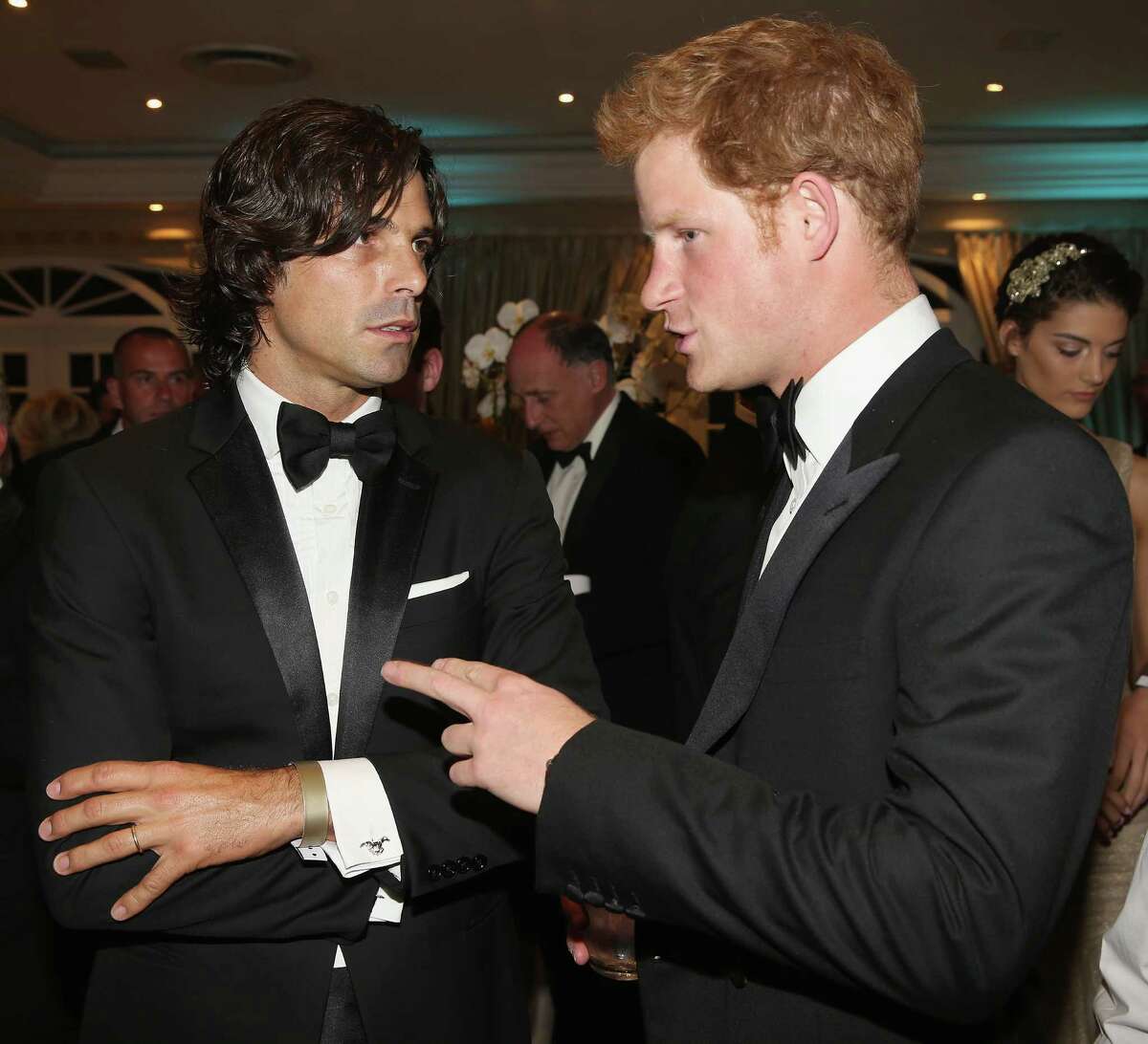 Nacho Figueras chats with Prince Harry as he attends the Sentebale Gala Dinner at Summer Place on Feb. 27, 2013, in Johannesburg, South Africa. Sentebale is a charity founded by Prince Harry and Prince Seeiso of Lesotho. It helps the most vulnerable children in Lesotho get the support they need to lead healthy and productive lives. Prince Harry and Figueras will be opponents during a May 15 polo match in Greenwich to raise money for the Sentebale charity. (Photo by Chris Jackson/Getty Images)