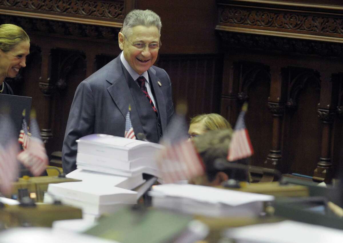 Assembly Speaker Sheldon Silver makes his way through the chambers as members of the Assembly debate and vote on budget bills on on Thursday, March 28, 2013 in Albany, NY. (Paul Buckowski / Times Union)