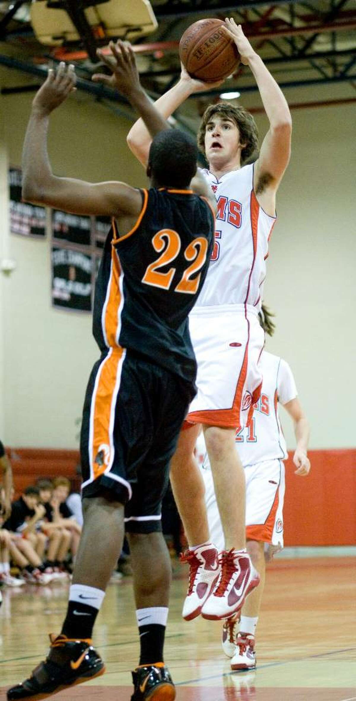 Stamford High School plays New Canaan High School in boys basketball in New Canaan.