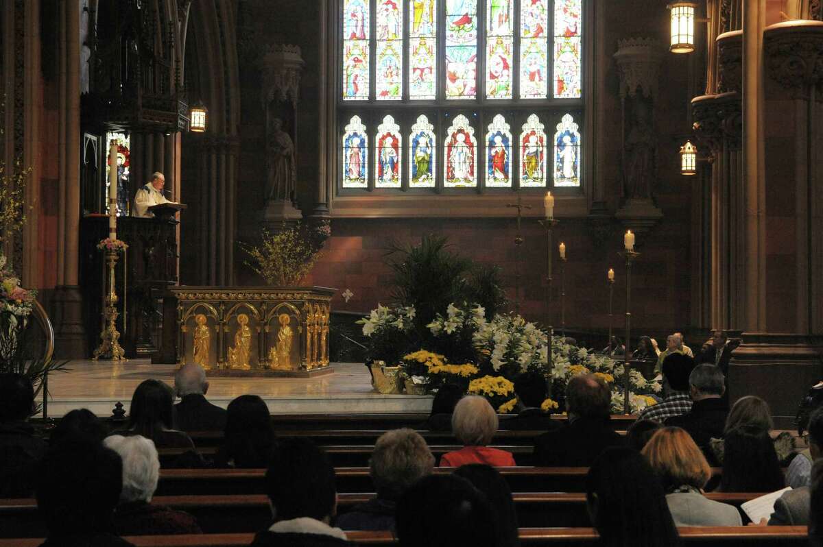 Father Thomas Connery delivers his sermon at the Easter Sunday service at the Cathedral of the Immaculate Conception on Sunday, March 31, 2013 in Albany, NY. (Paul Buckowski / Times Union)