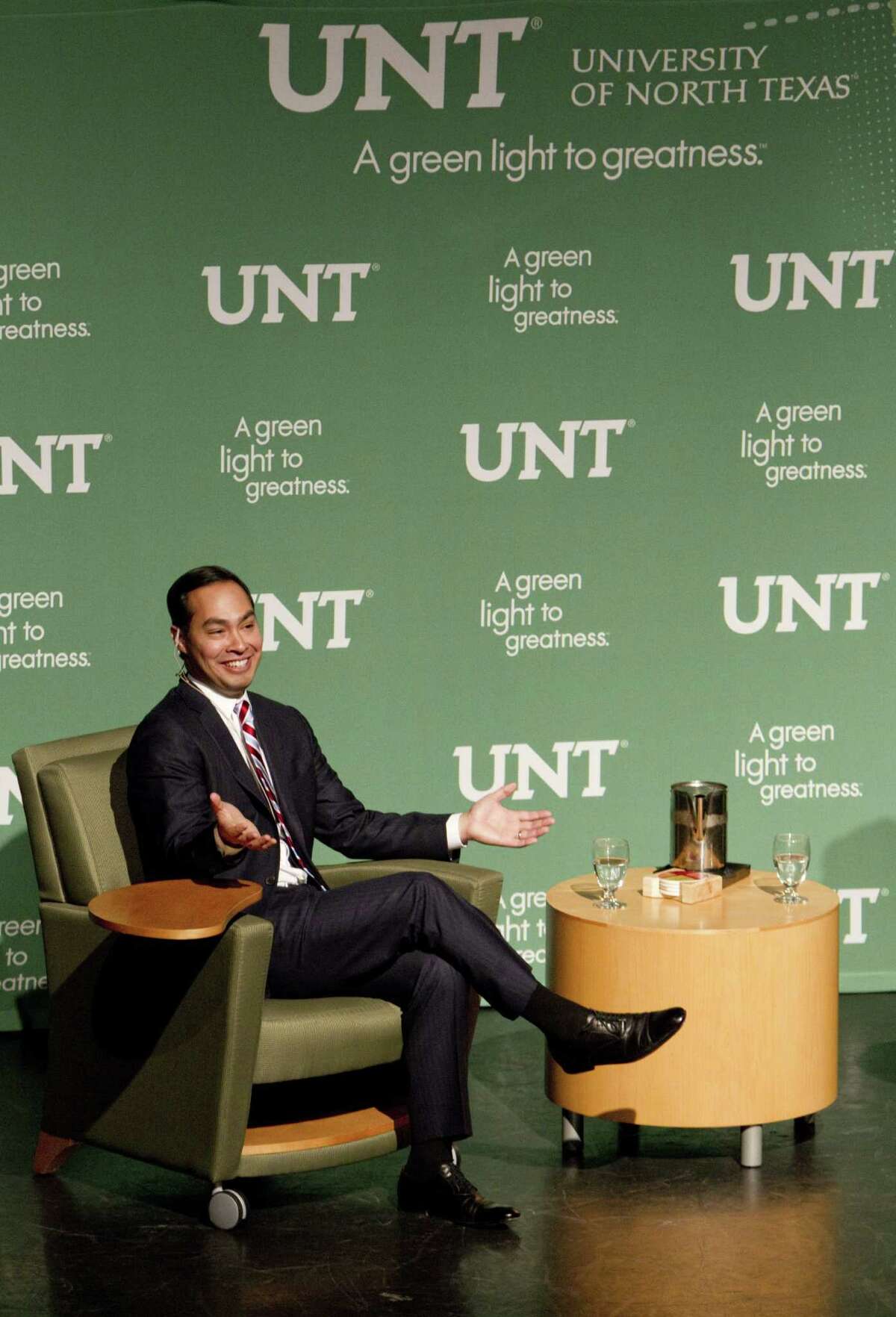 As the political spotlight on him has brightened, Mayor Julián Castro has been making trips like this one to a public forum titled “A Conversation on Political Leadership in the Future of American Politics” at the University of North Texas in Denton.