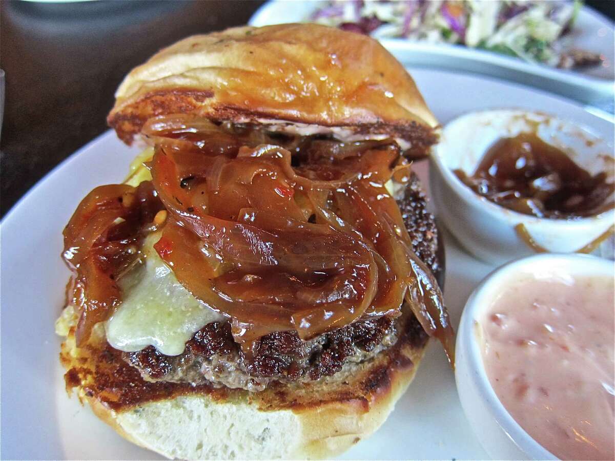 Sparrow's Longhorn burger with cheddar, hot dog onions and Sparrow special sauce. Photo by Alison Cook