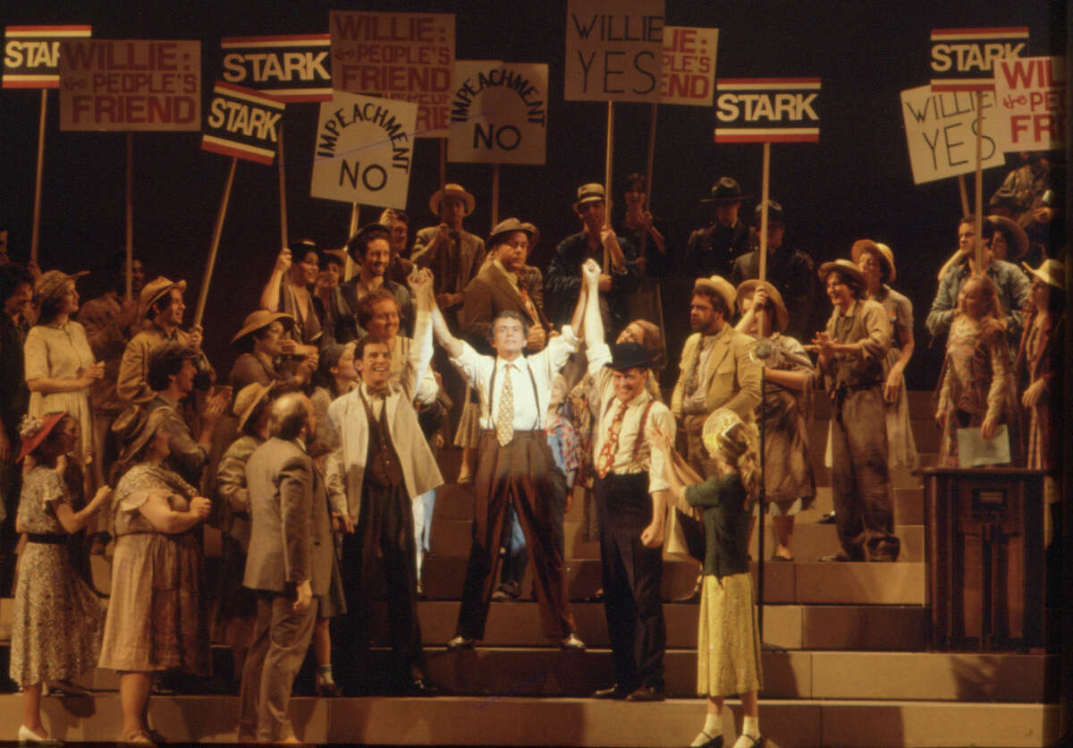 Houston Grand Opera. 1981 world premiere of "Willie Stark" with Timothy Nolen (center) as Willie Stark. photo by Jim Caldwell
