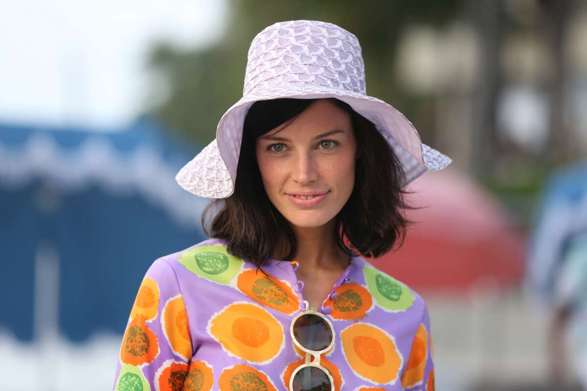 Megan dons a mod floppy hat, Jackie oversized shades and lots of kitschy color for new season.