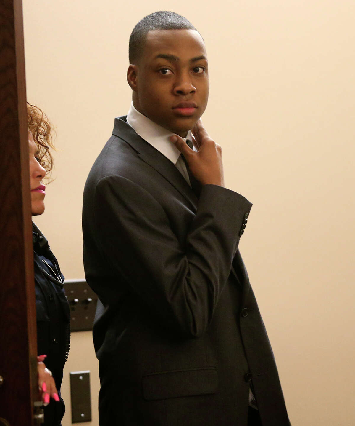 Anthony Johnson, 23, waits for the jury to return after reaching a verdict during his murder trial in the Bexar County 290th District Court, Tuesday, April 9, 2013. A few minutes later, Johnson was found guilty of killing local hip-hop artist, Rodrique Ngande, 21, in November 2011. The punishment phase of the trial will start on Wednesday.