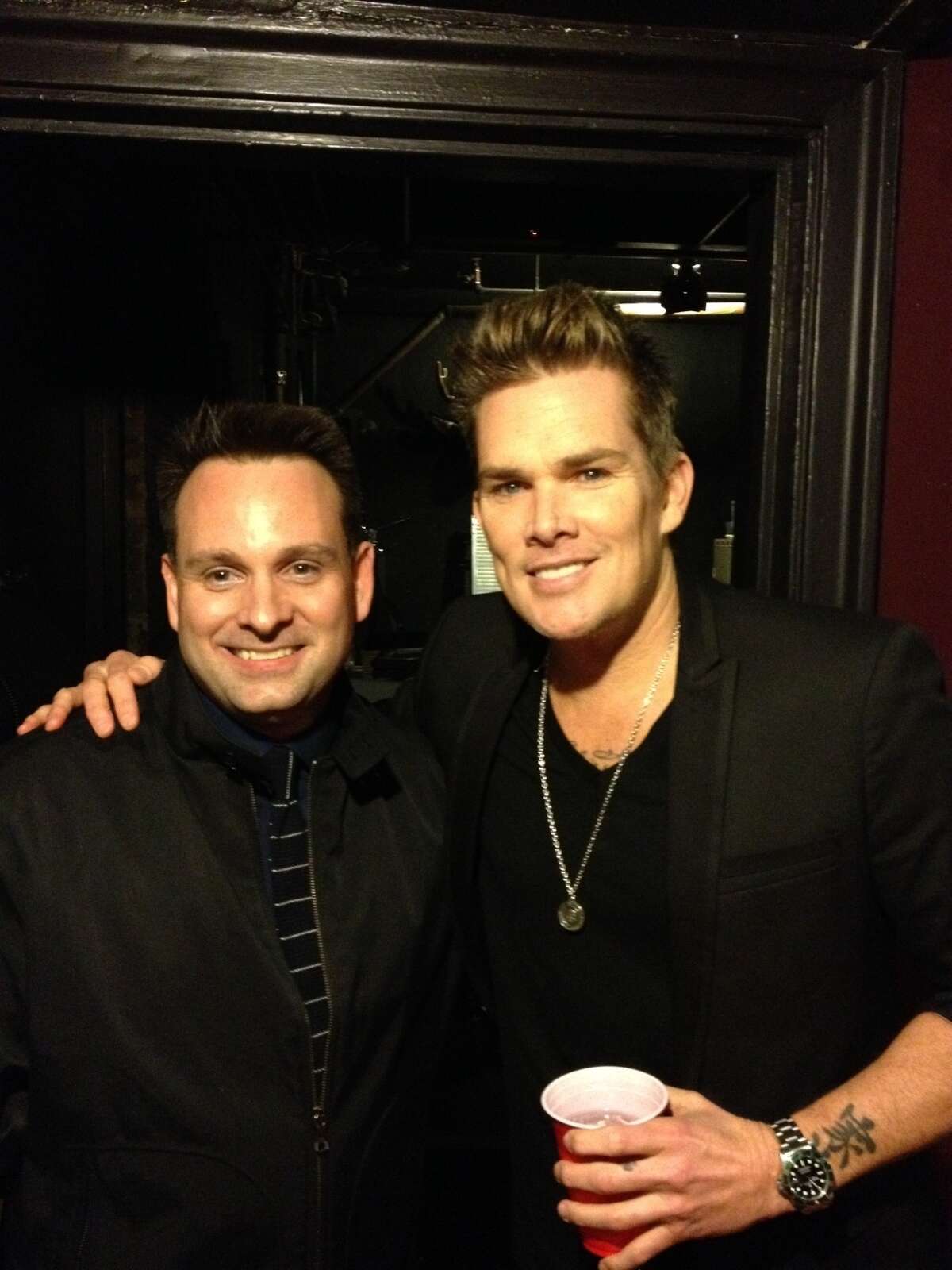 Greenwich Selectman Drew Marzullo, board member of the Greenwich-based Red Ribbon Foundation with musician Mark McGrath of Sugar Ray at the Red Ribbon Gala at Capital Theatre in Port Chester, N.Y., on April 6, 2013.