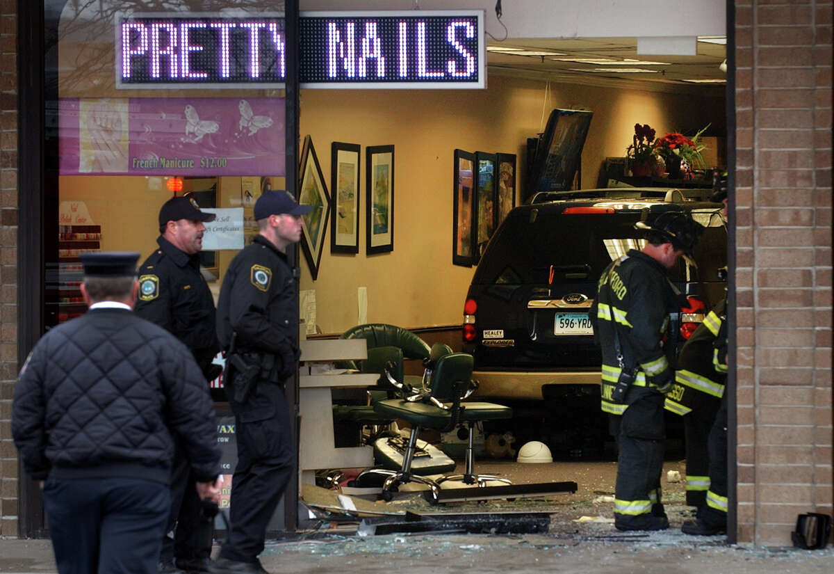 An SUV managed to crash into the Pretty Nails salon in the Stratford Square shopping center, injuring several people on Friday afternoon April 12, 2013.