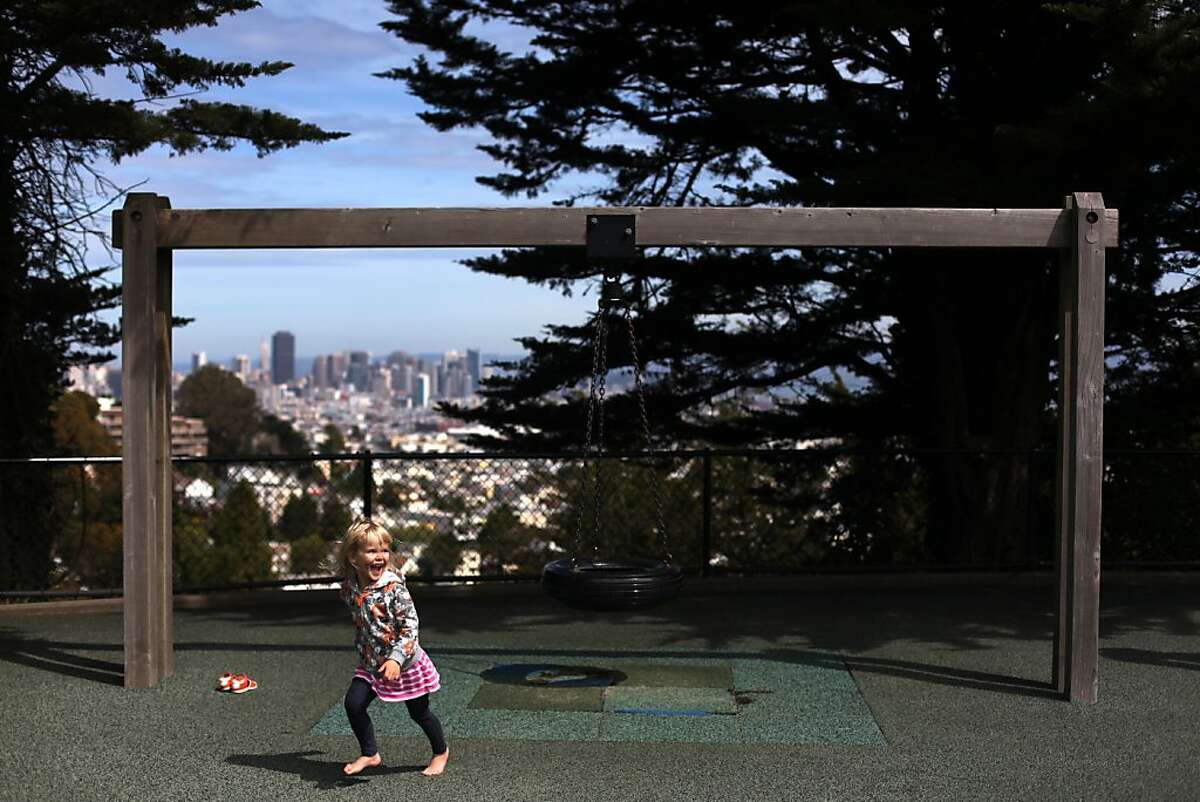 Jillian Metzger, 3, playing at Walter Haas Playground in Diamond Heights on March 26, 2013.