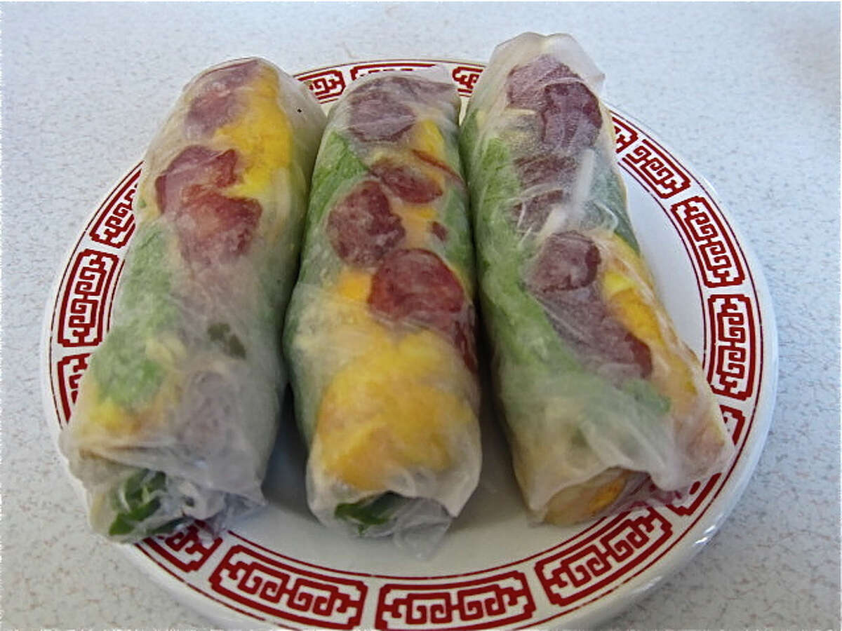 Autumn rolls with Chinese sausage, egg, jicama and powdered dried shrimp at Cafe TH