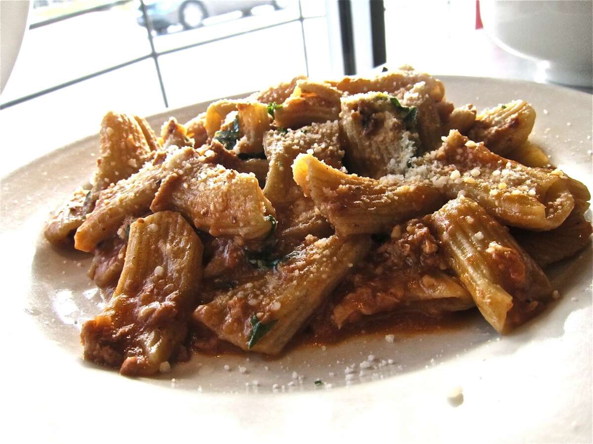 Rigatoni Bolognese, one of the house-made pastas at Paulie's. 