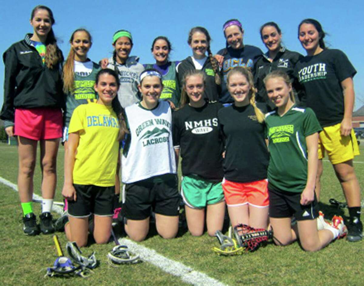 A dozen-strong seniors grace the New Milford High School girls' lacrosse roster this spring. They are, from left to right, front row, Chrsitina Munoz, Julia Waldman, Jordan Brown, Cailin McLaughlin and Claudia Taylor; and, back row, Alex McGowan, Maria Giokas, Kristi Montemurro, Alexa Carey, Madeline Phillips, Olivia Monteiro, Destinee Carey and Kelly Claire. April 2013