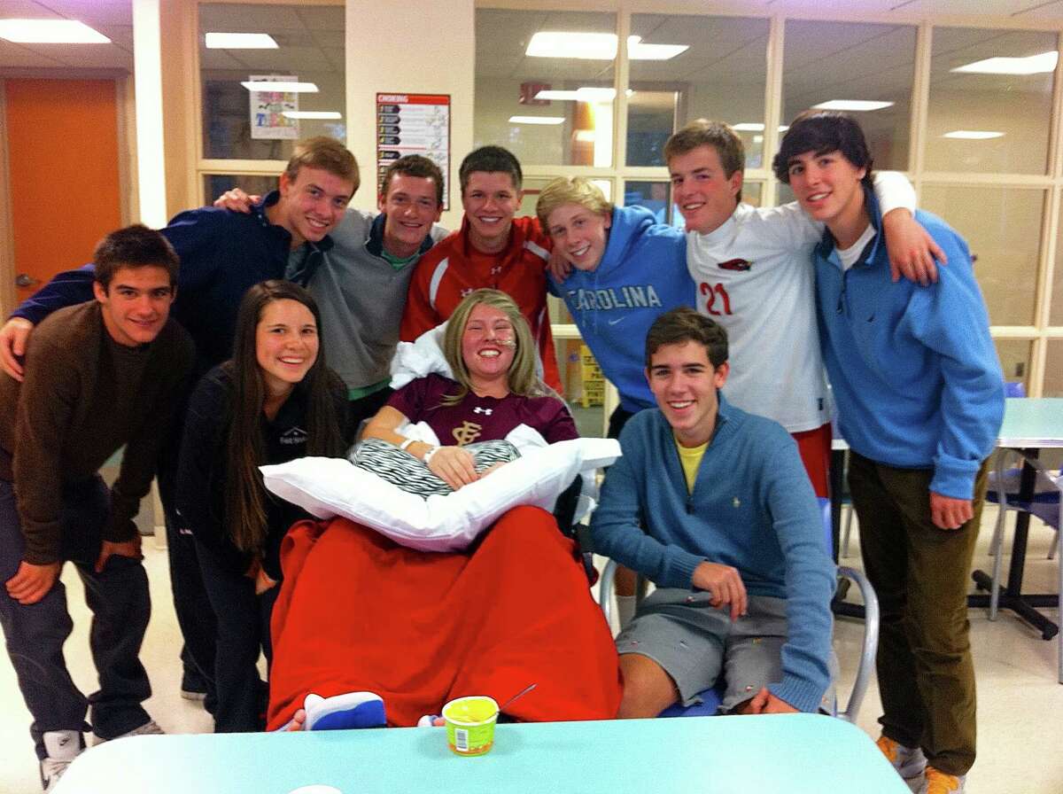 Nicole GrahamâÄôs friends visit her shortly before the Greenwich High School student begins her intense physical rehabilitation at Blythedale.
